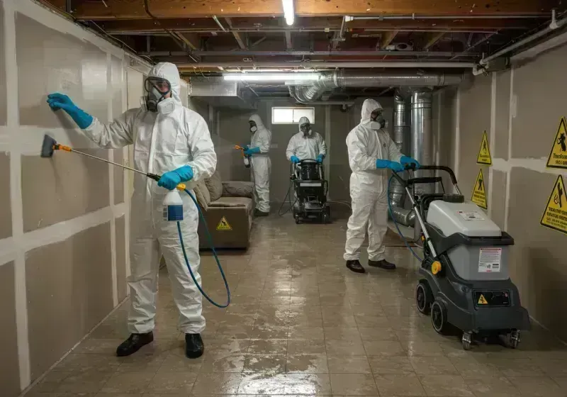 Basement Moisture Removal and Structural Drying process in New Franklin, MO